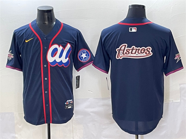 Men's American League Houston Astros Team Big Logo Navy 2025 All-Star Edition Limited Stitched Baseball Jersey 001 Men's American League Houston Astros Team Big Logo Navy 2025 All-Star Edition Limited Stitched Baseball Jersey 001